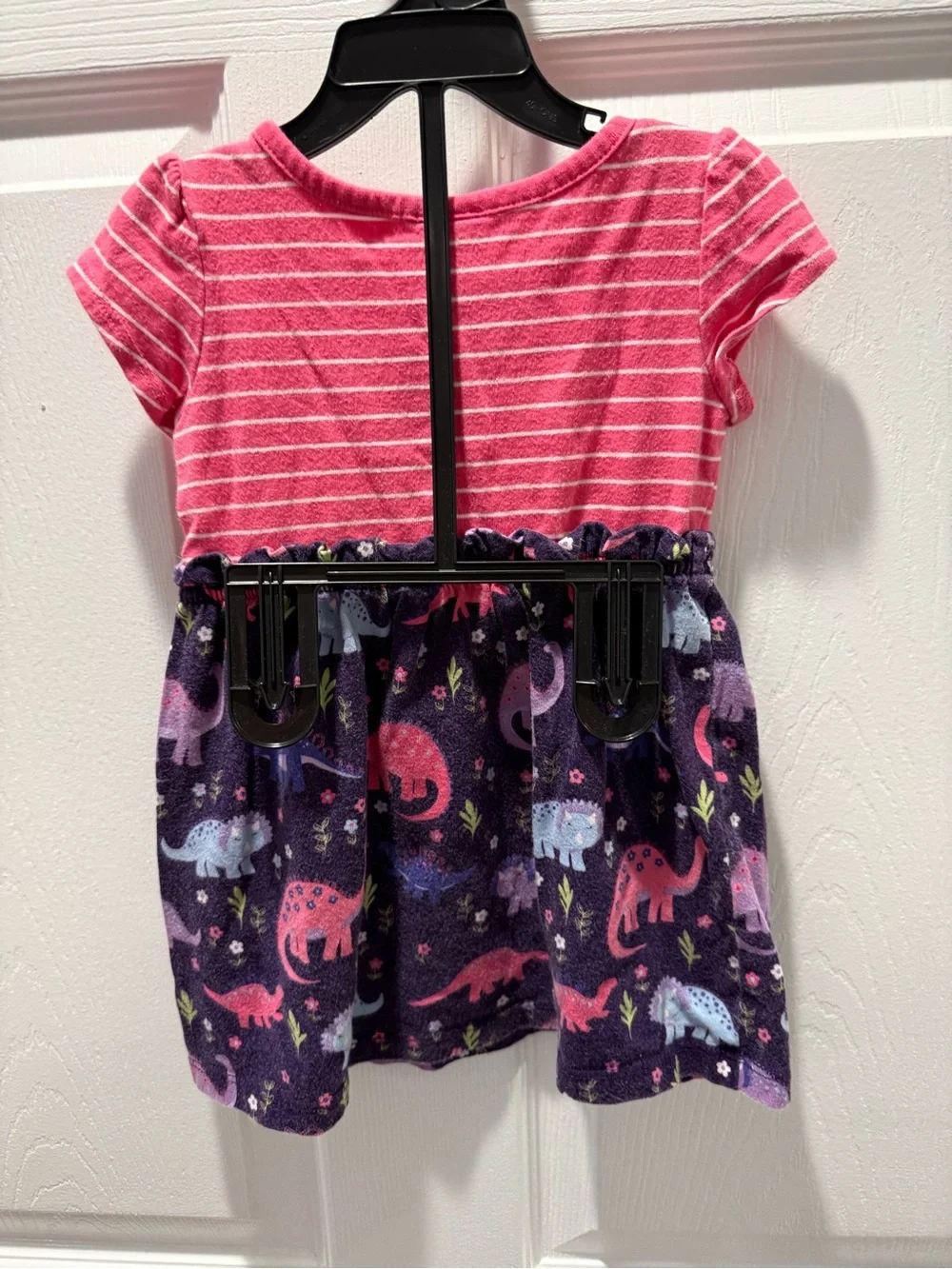 Gymboree Pink Striped Top with Navy Dino Skirt Dress